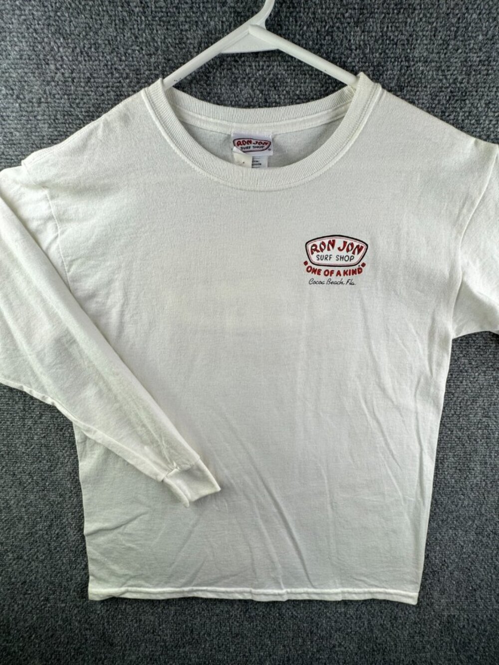 Ron Jon Surf Shop Boys White Long Sleeve T-shirt Large Youth Cocoa Beach FL